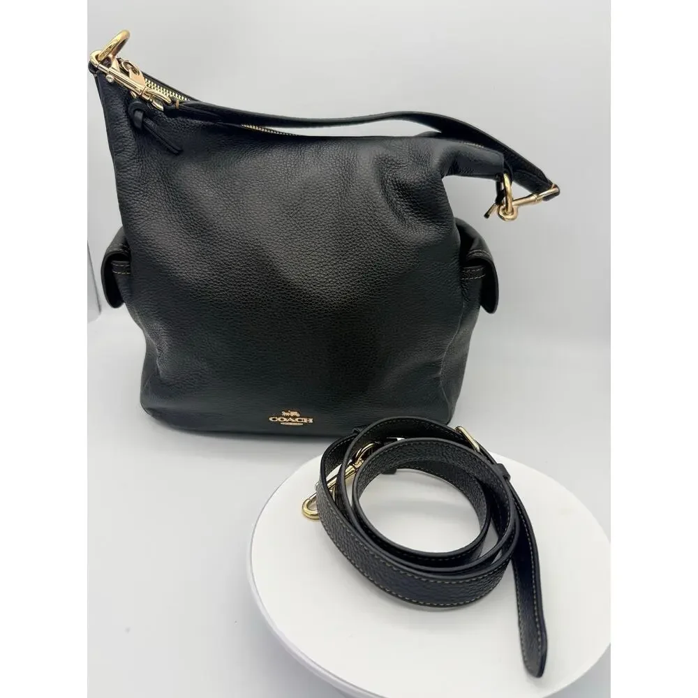 Coach Pennie Convertible Shoulder Bag in Black Refined Pebbled Leather - Picture 8 of 8